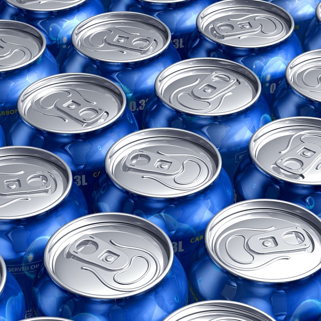 Blue beverage cans